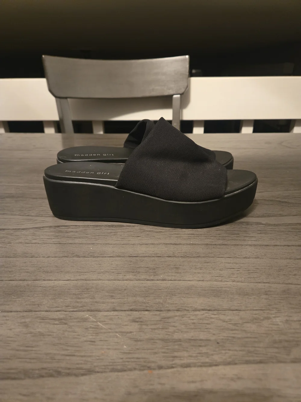 Madden Girl Women's Shelbie Platform Wedge Slide Sandals Black Size 8.5 Y2K